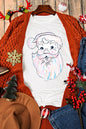 White Cute Santa Claus Casual Round Neck Graphic Tee
