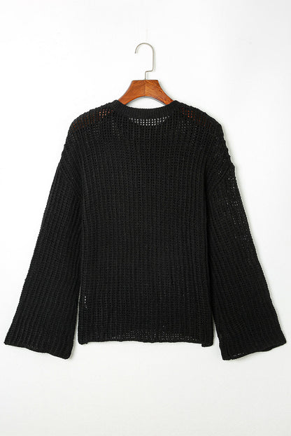 White Star Pattern Lightweight Hollow Knit Sweater