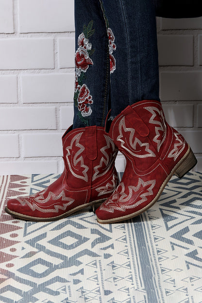 Ruby Embroidered Pointed Toe Cowgirl Boots