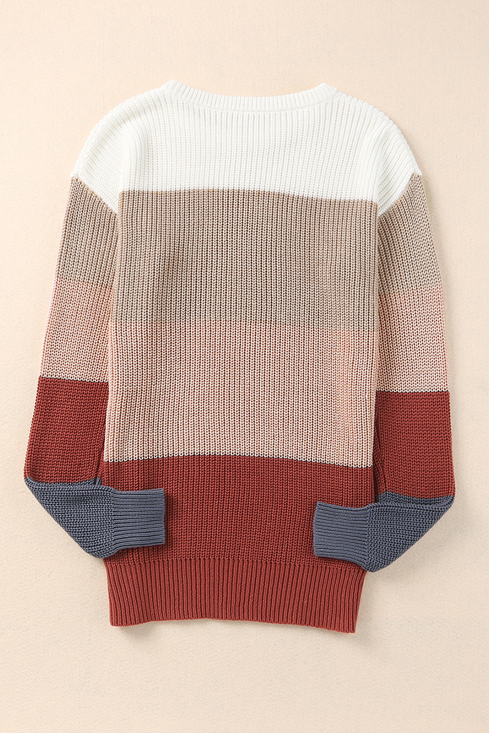 Chestnut Color Block Casual Knit Pullover Sweater