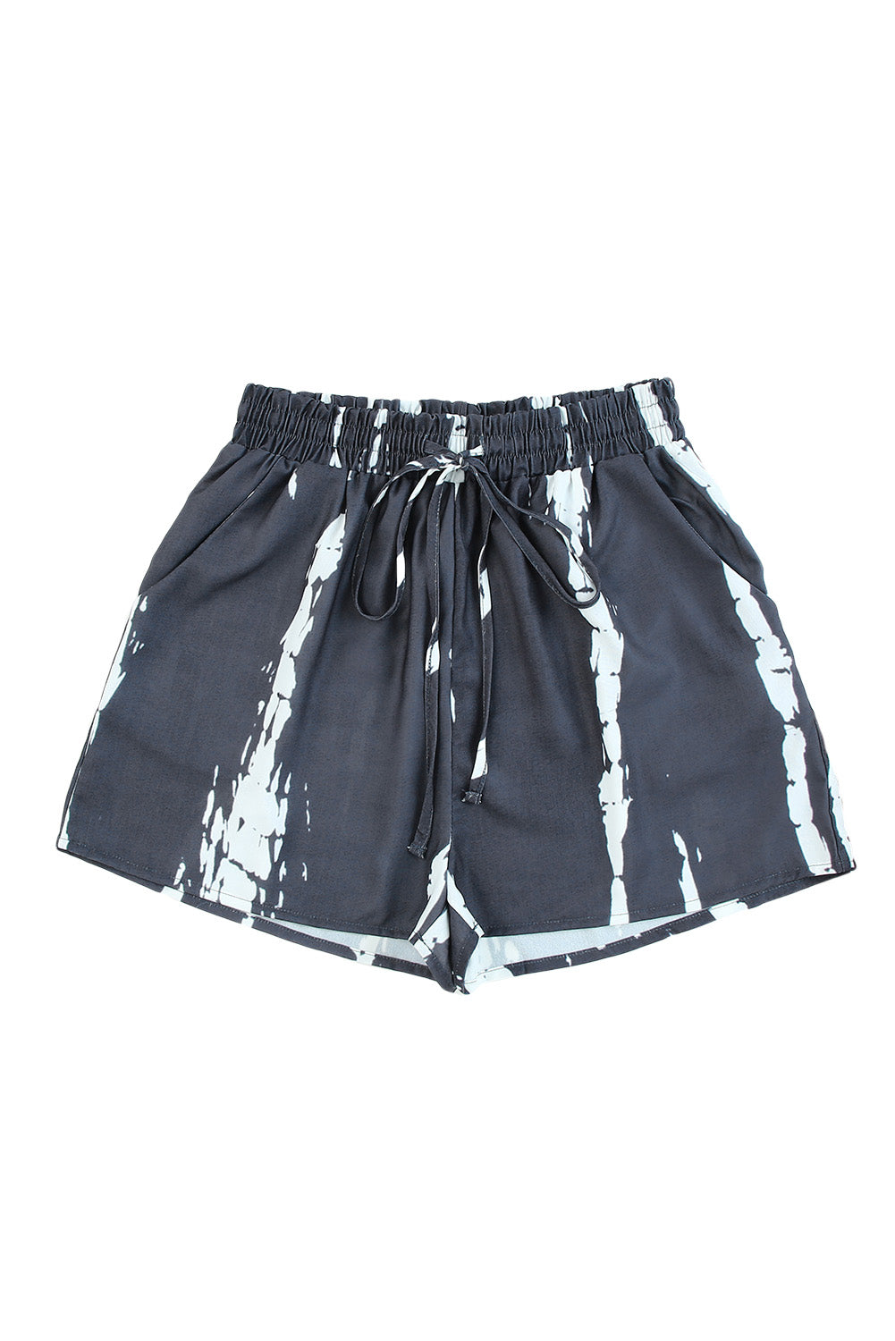 Gray Casual Tie Dye Drawstring Shorts