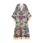 Summer Women Clothing Sexy V neck Long Sleeve Printed Large Swing Dress