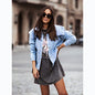 Casual Loose Washed Solid Color Denim Jacket