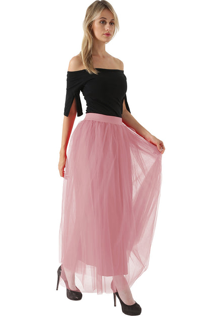 Women Mesh Bubble Skirt Tulle Skirt Floor Length Dress