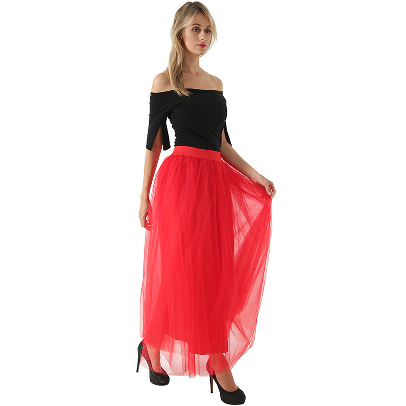 Women Mesh Bubble Skirt Tulle Skirt Floor Length Dress