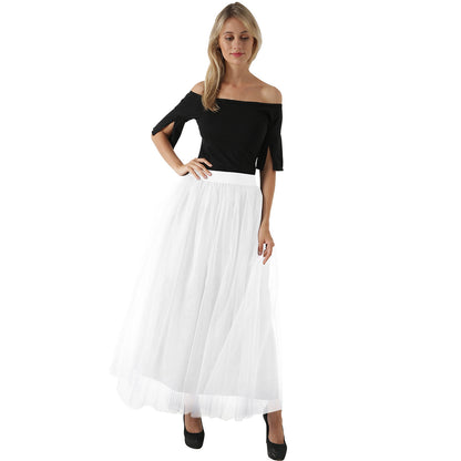 Women Mesh Bubble Skirt Tulle Skirt Floor Length Dress