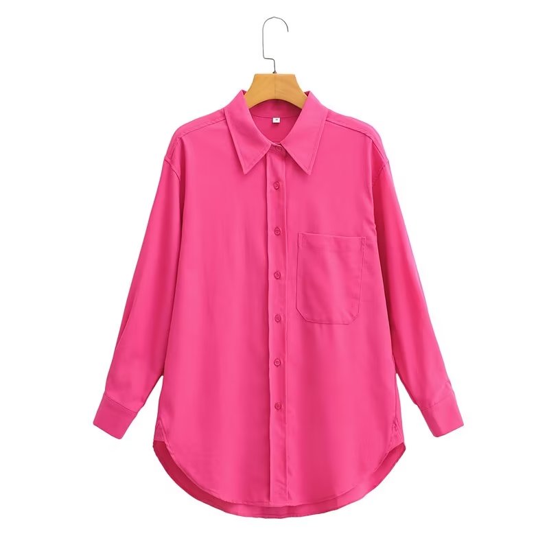 Summer Women Clothing Slimming Solid Color Loose Long Sleeves Shirt Top