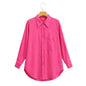 Summer Women Clothing Slimming Solid Color Loose Long Sleeves Shirt Top