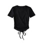 Pleated Wear Backless Lace up T shirt with Women Sexy Short Sleeve