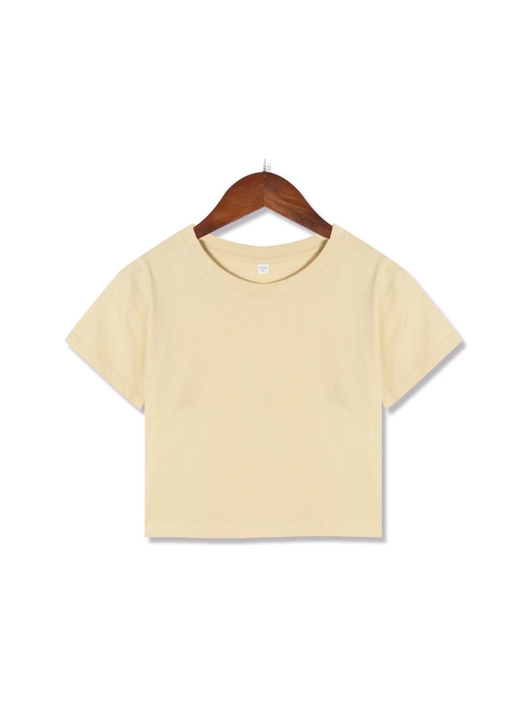 Summer Street Trendy Simple Solid Color Short cropped Short Sleeved T shirt