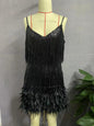 Tassel Sequ Feather Stitching Dress