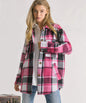 Popular Contrast Color Lapels Plaid Top Autumn Winter Casual Plaid Shacket