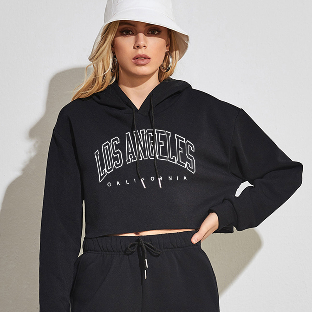 Autumn Winter Brushed Hoody Women Street BF Pullover Short Letters Printed Thickening cropped  Women