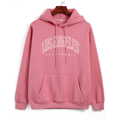 Spring Autumn  Fleece Lined  Women Thick Hooded Pullover Loose Printed Thin  Trendy Women