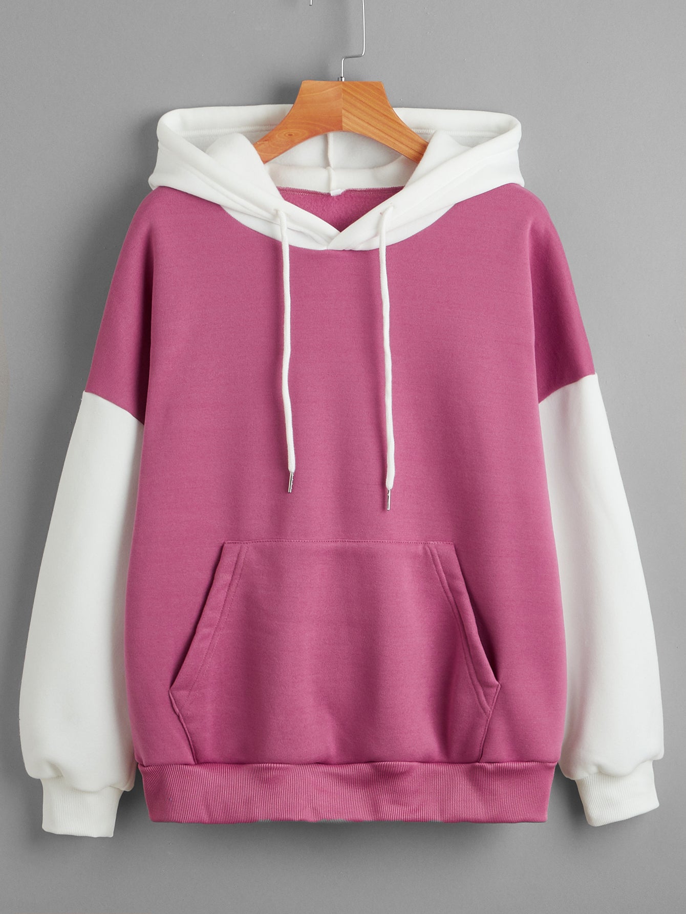 Fleece Lined Thickened Hooded Color Matching Hoodie Women Fashionable Autumn Winter Korean Contrast Color  Delivery