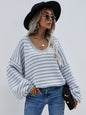 Autumn Winter Pullover Stripe Women Knitwear V neck Women Clothing Plus Size Sweater Women