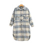 Autumn Winter Purple Plaid Wool Coat Women Students Korean Thick Loose Slimming Woolen Overcoat