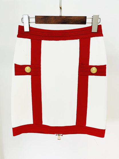 Goods Autumn Winter Contrast Color Zipper Package Hip Skirt Skirt