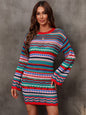 Fall Women Hollow Out Cutout out Stitching Long Sweater All Matching Woolen  Beach