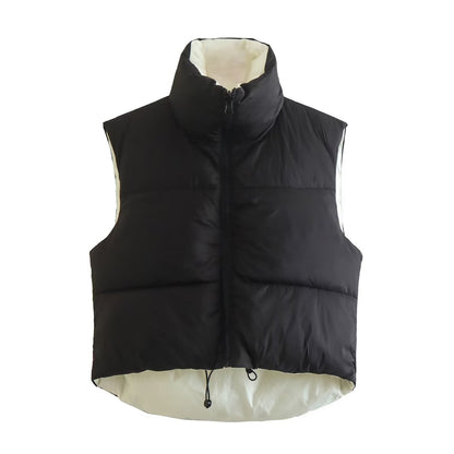 Fall Women Clothing Street Double Sided Cotton Padded Vest