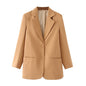 Autumn Office Collared Long Sleeve Loose Decorated Row Button Casual Blazer