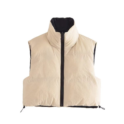 Autumn Winter Reversible Cotton-Padded Coat Vest Jacket Coat