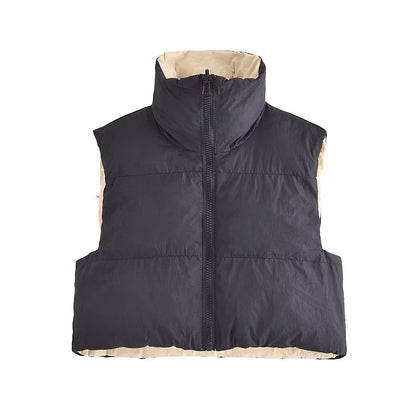 Autumn Winter Reversible Cotton-Padded Coat Vest Jacket Coat