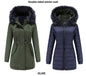 Women Cotton Padded Coat Double Sided Wear Detachable Fur Collar Detachable Hat Quilted Parka Women