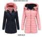 Women Cotton Padded Coat Double Sided Wear Detachable Fur Collar Detachable Hat Quilted Parka Women