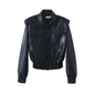 Summer Women Clothing Sexy Personal Casual Collared Faux Leather Leather Coat