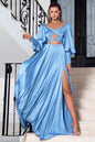 Autumn Women Clothing Long Sleeve Dress Slit Formal Dress Maxi Dress