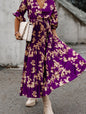 New Fashion Waist Strap Pleated Print Dress