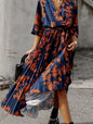 New Fashion Waist Strap Pleated Print Dress