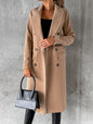Autumn And Winter Simple Long Sleeve Double Row Button Woolen Coat Women