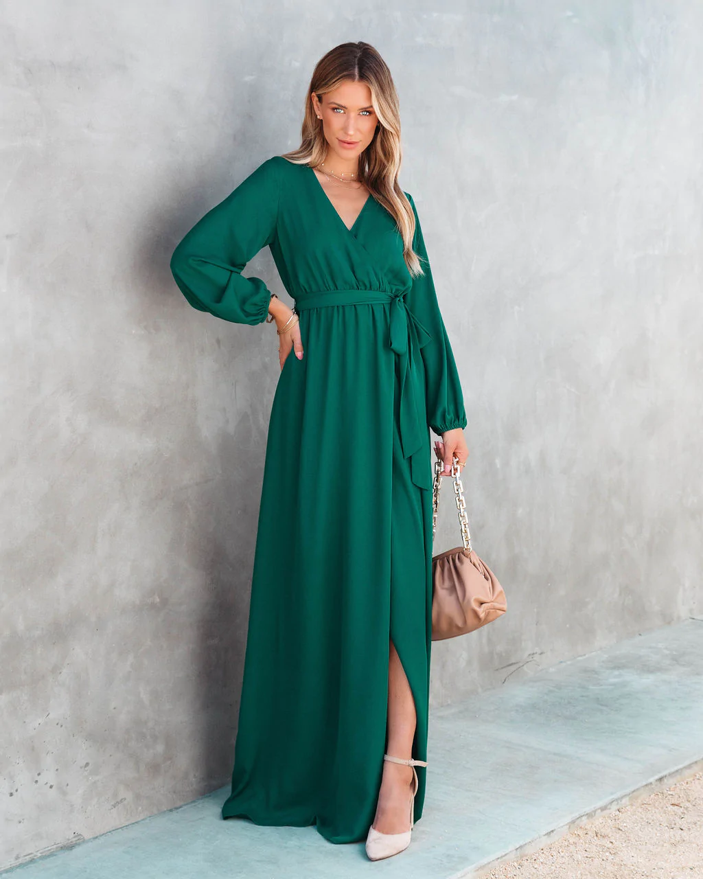 Women Summer Vacation New V Neck Long Sleeve Dress