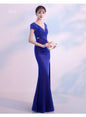 Cocktail Evening Dress Women Dignified Generous Long Slim Fit Fishtail Elegant Lady Host Dress