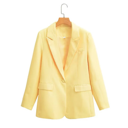 Fall Women Clothing Collar Solid Color Casual Blazer Women