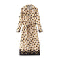 Women  Clothing Printed Stand Collar Long Sleeve Dress Long Dress