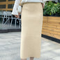 Knitted Skirt Women Autumn Winter with Sweater High Waist Mid Length Wool  Thickened Split Hip Skirt Tide