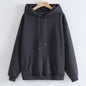 Spring Autumn Thickened Fleece Lined Solid Color  Women  Hooded  Sports Thin Section Loose Trendy Women Hoodie