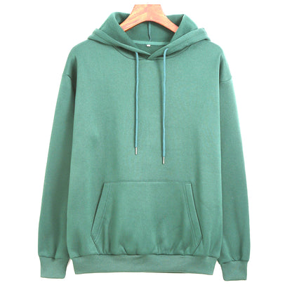 Spring Autumn Thickened Fleece Lined Solid Color  Women  Hooded  Sports Thin Section Loose Trendy Women Hoodie