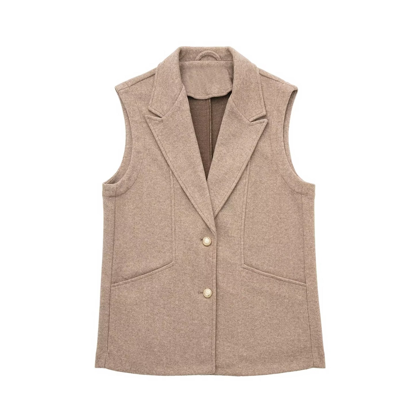 Winter Casual Collared Single Breasted Slim Slimming Two Color Vest Women