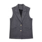 Winter Casual Collared Single Breasted Slim Slimming Two Color Vest Women