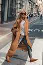 Autumn Winter Women Overcoat Woolen Ultra Long Loose Double Pocket Collared Simple Coat