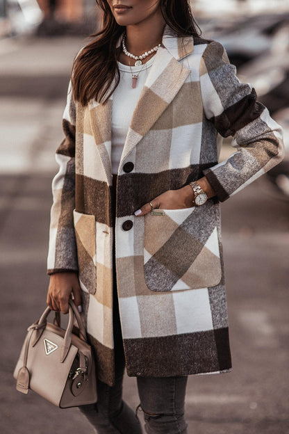 New Plaid Long Woolen Coat