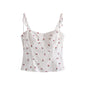 Lace Patchwork Floral Print Backless Sleeveless Sling Top