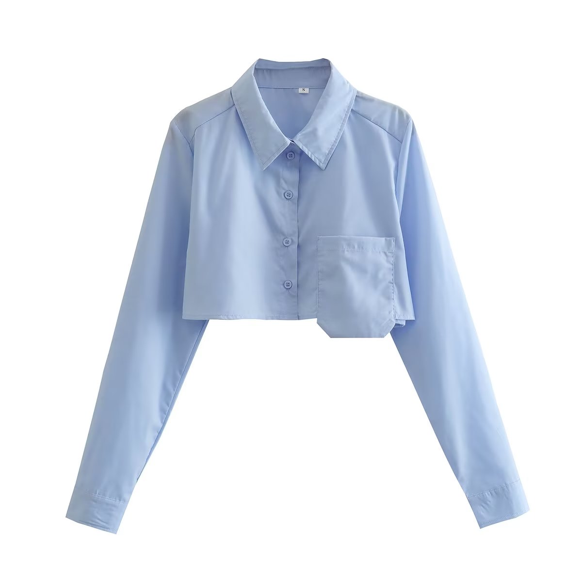 Women  Clothing Short Frayed Hem Loose Shirt Polo Collar Casual Button Cardigan Top