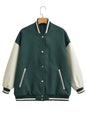 Fall Coat Contrast Color Brand Jacket Loose Top Combed Cotton  Varsity Jacket