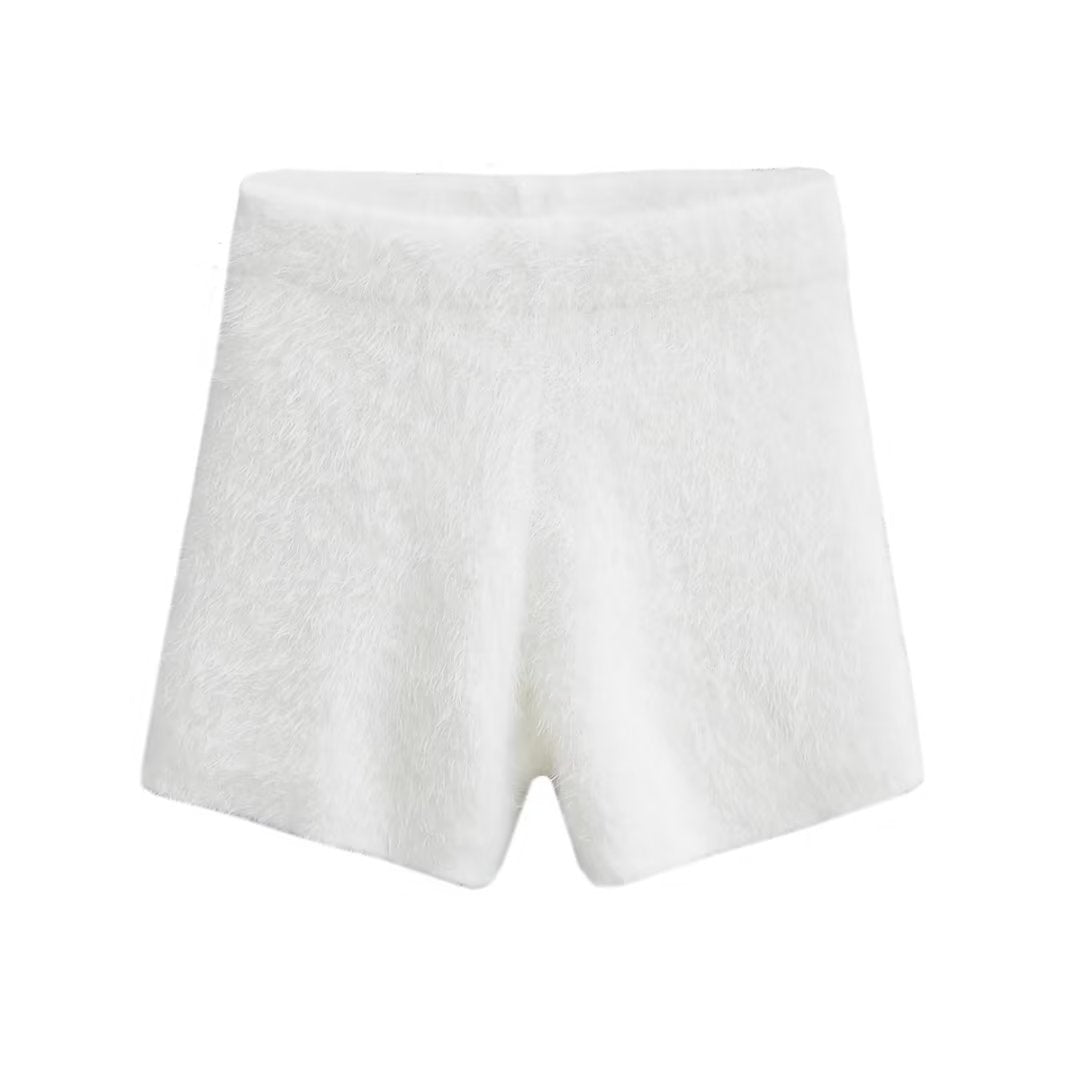 Blogger Furry Mohair Knitted Shorts Sexy Tight Slimming Knitted Shorts