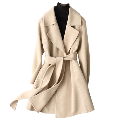 Double-Faced Woolen Goods Cashmere Overcoat Women Mid-Length Small Woolen Coat